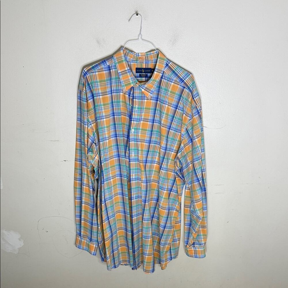 Ralph Lauren Blue and Orange Plaid Shirt Size 3XLT
